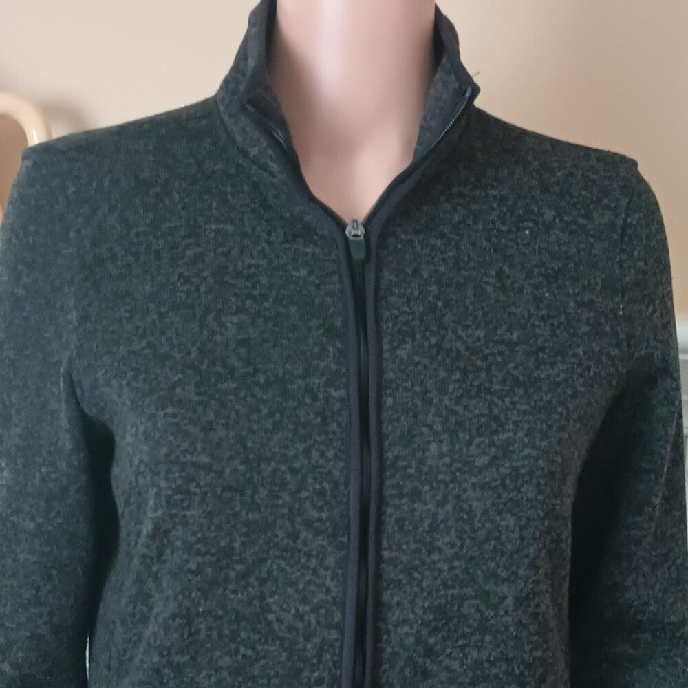 GH Bass Black Track Jacket S Women Zip-up Lightweight Fleece Textured Pockets